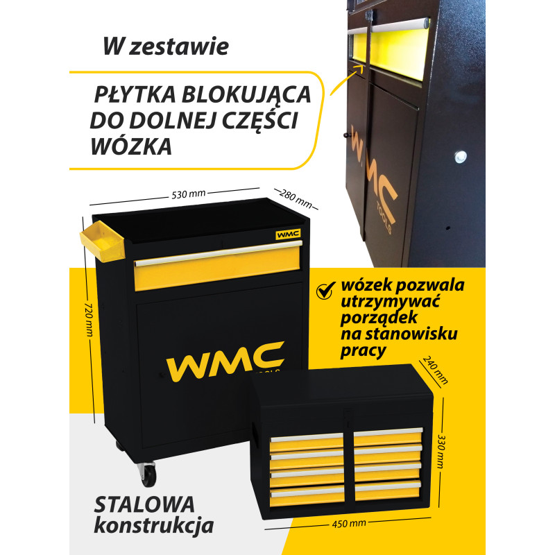WMC Szafka NARZĘDZIOWA wózek warsztatowy KÓŁKA DUŻA szafa z WYPOSAŻENIEM