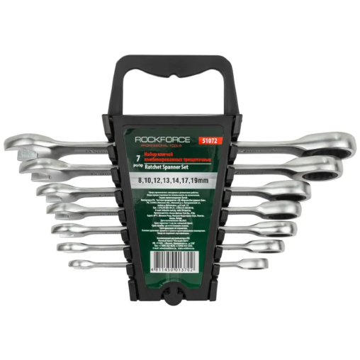 ROCKFORCE Zestaw kluczy płasko - oczkowych 7 elementów 8-19 mm KOMPLET