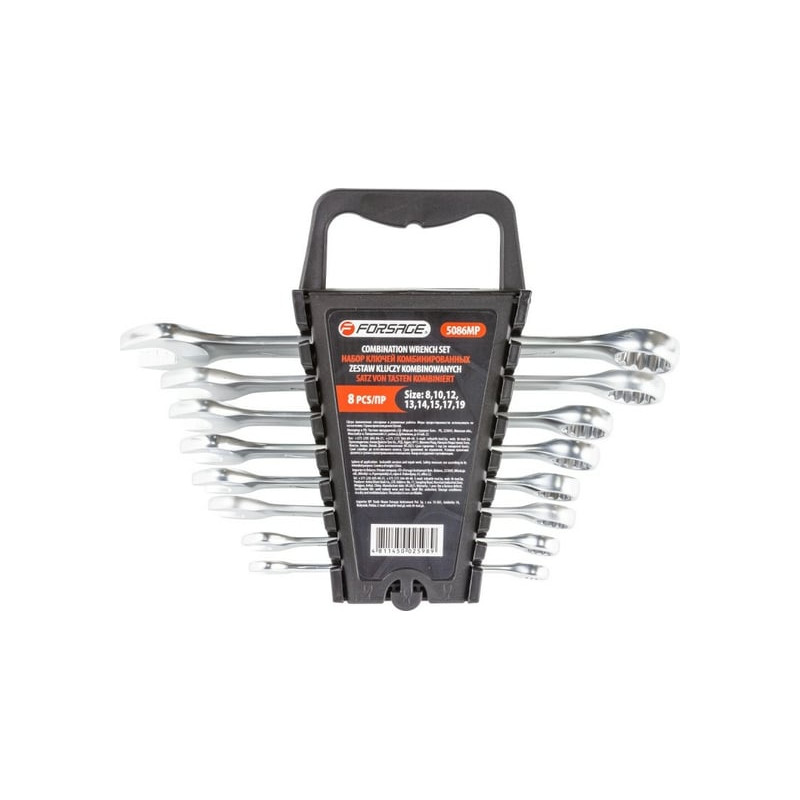 Zestaw kluczy płasko-oczkowych 8-19 mm 8 el z uchwytem stal CrV Forsage