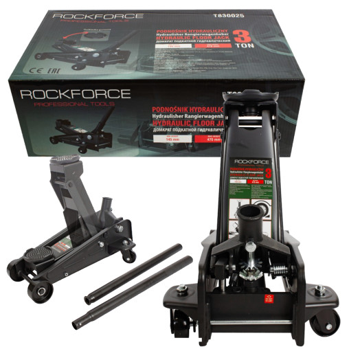 PODNOŚNIK HYDRAULICZNY ŻABA 3T LEWAREK Z GUMĄ 145-475 mm