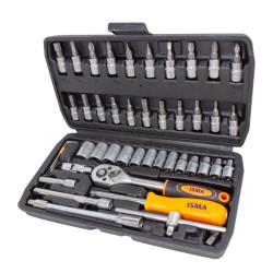 Zestaw nasadek 1/4" 4-14 mm bitonasadek 46el grzechotka klucze nasadowe CRV