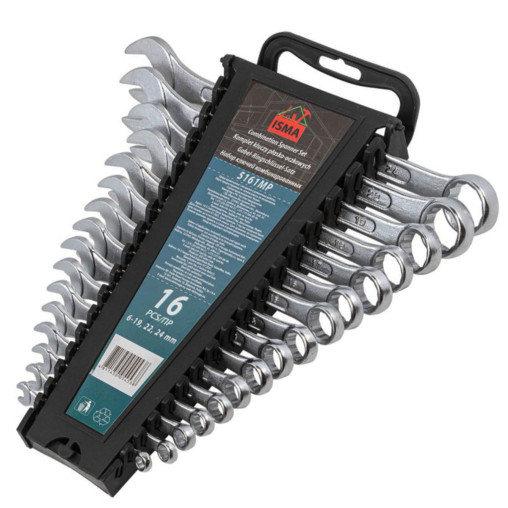 Zestaw 16 kluczy płasko-oczkowych 6-24 mm klucze płasko-oczkowe stal CrV