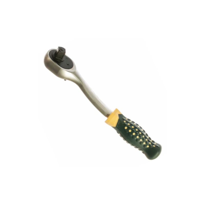 Grzechotka wzmocniona wygięta 1/2" 250mm 72 zęby gumowa rękojeść Rockforce