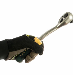Grzechotka wzmocniona wygięta 1/2" 250mm 72 zęby gumowa rękojeść Rockforce