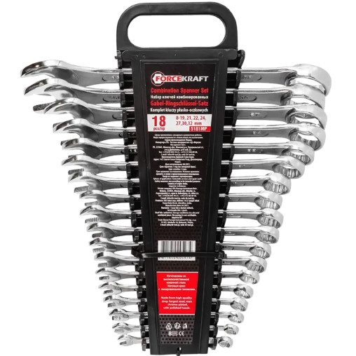 18 Kluczy Płasko-oczkowych 8-32 mm Zestaw klucze płasko-oczkowe Forcekraft