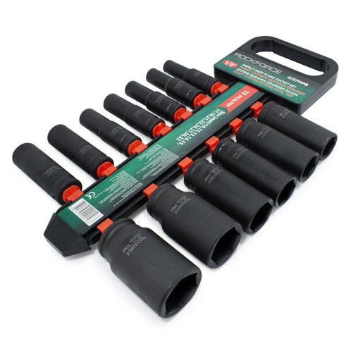 Zestaw 13 nasadek udarowych długich 1/2" 10-32mm 6-kątne CrMo Rockforce