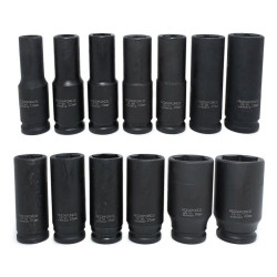 Zestaw 13 nasadek udarowych długich 1/2" 10-32mm 6-kątne CrMo Rockforce