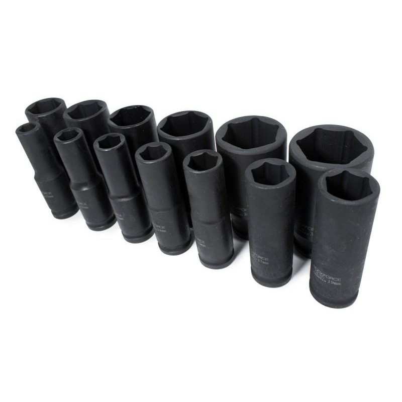 Zestaw 13 nasadek udarowych długich 1/2" 10-32mm 6-kątne CrMo Rockforce