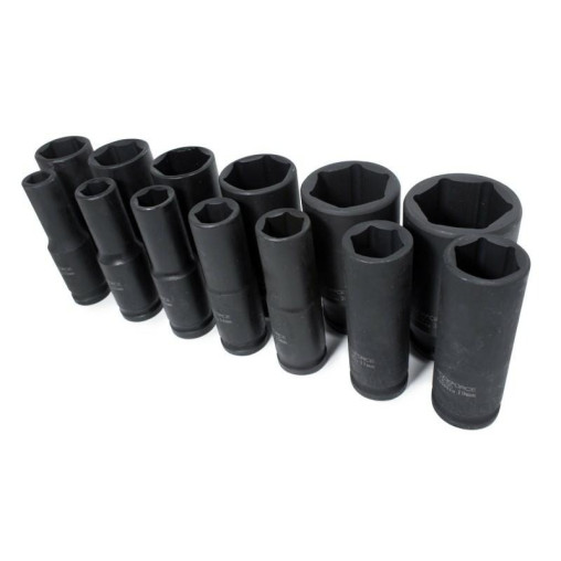 Zestaw 13 nasadek udarowych długich 1/2" 10-32mm 6-kątne CrMo Rockforce
