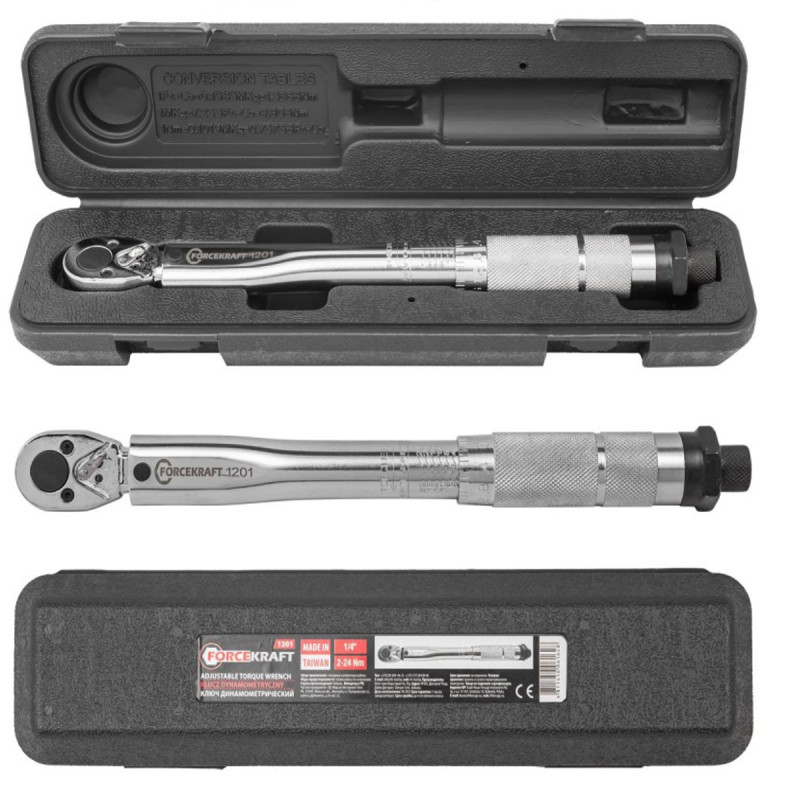 Klucz dynamometryczny 1/4" 2-24 Nm z blokadą walizka Forcekraft