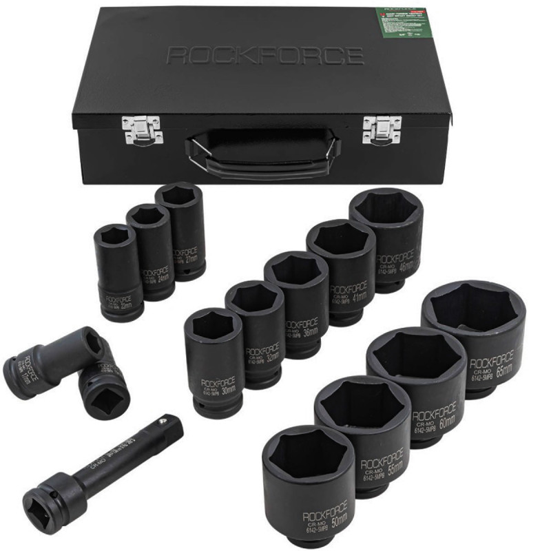 Zestaw nasadek udarowych 3/4 17-65mm 6-kątne 14el Nasadki udarowe Rockforce