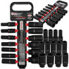 FORCKRAFT Zestaw NASADEK udarowych DŁUGICH 1/2" 10-32mm 13 ELEMENTÓW 6-kąt