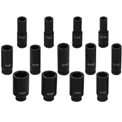 FORCKRAFT Zestaw NASADEK udarowych DŁUGICH 1/2" 10-32mm 13 ELEMENTÓW 6-kąt