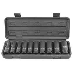 Zestaw 10 nasadek udarowych długich 1/2" 10-24mm 6-kątne walizka Forcekraft