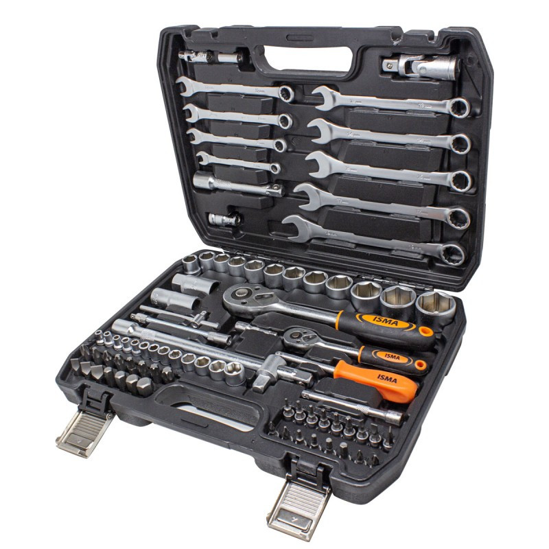 Zestaw narzędzi 1/4 1/2" 4-32 mm 82 el klucze nasadki bity grzechotka CrV
