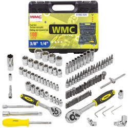 Zestaw kluczy nasadowych 1/4" 3/8" 4-22 mm 108el. narzędzi 6-kątnych WMC