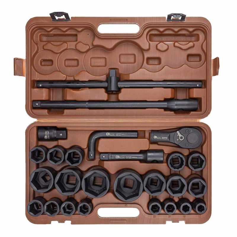 Klucze nasadowe udarowe  3/4'' 17-65mm 6-kątne 26el walizka