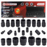 Zestaw nasadek udarowych nasadki 1/2" 1/4" 4-32mm 6-kątne 25 elem walizka