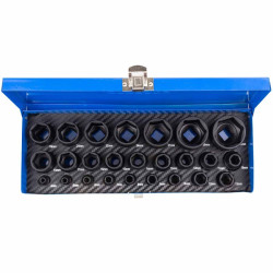 Zestaw klucze nasadki udarowe 1/2" 1/4" 4-32mm 6-kątne 25el walizka