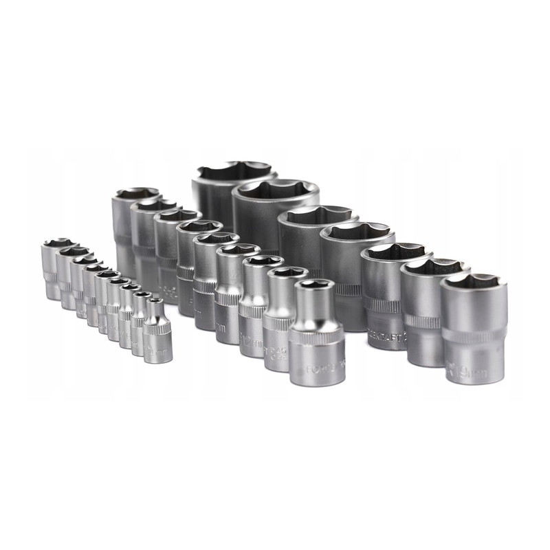 FORCEKRAFT Zestaw NASADEK udarowych 6-kątnych 25 ELEMENTÓW 1/4" 1/2"