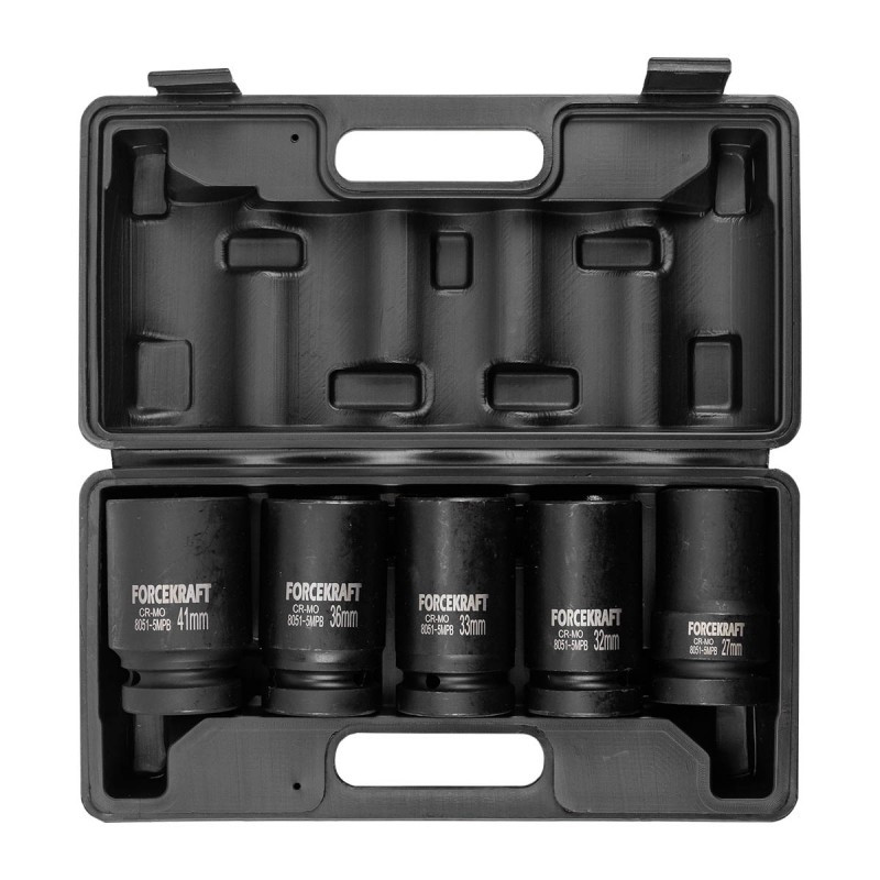 Nasadki udarowe 1" 27-41 mm zestaw 5 nasadek udarowych w walizce 6-kątne