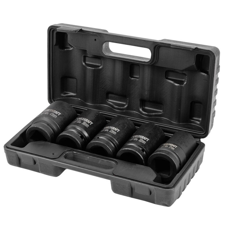Nasadki udarowe 1" 27-41 mm zestaw 5 nasadek udarowych w walizce 6-kątne