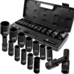 FORCEKRAFT Zestaw NASADEK udarowych GŁĘBOKICH 1/2" 10-36mm 6-kątne 15 EL