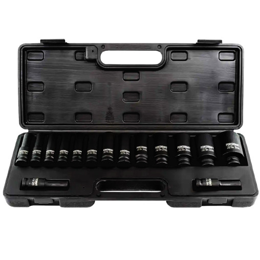 FORCEKRAFT Zestaw NASADEK udarowych GŁĘBOKICH 1/2" 10-36mm 6-kątne 15 EL
