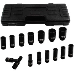 FORCEKRAFT Zestaw NASADEK udarowych GŁĘBOKICH 1/2" 10-36mm 6-kątne 15 EL
