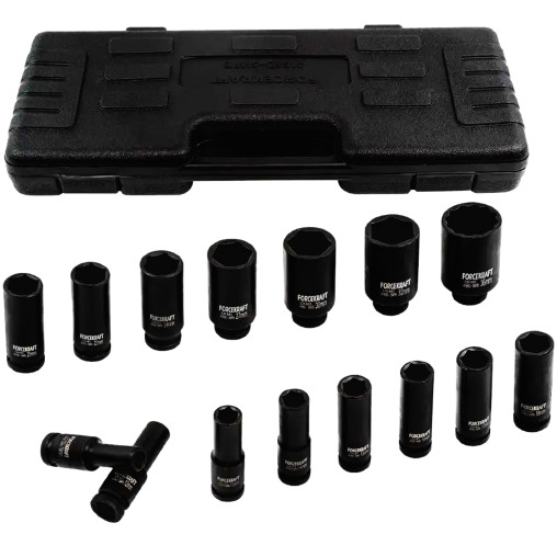 FORCEKRAFT Zestaw NASADEK udarowych GŁĘBOKICH 1/2" 10-36mm 6-kątne 15 EL