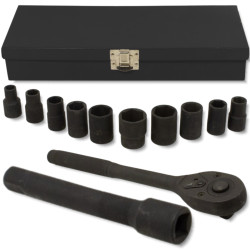 FORCEKRAFT Zestaw  NARZĘDZI udarowych 12 elementów 1/2" 6-kątnych 10-24 mm