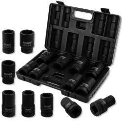 FORCEKRAFT Zestaw NASADEK udarowych GŁĘBOKICH 1" 9 ELEMENTÓW 12 i 4 kątnych