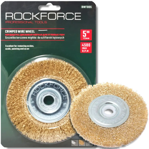 ROCKFORCE Szczotka KĄTOWA tarczowa MIĘKKA do szlifierek 100mm