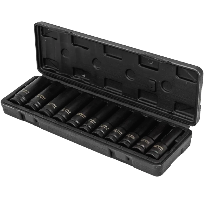 Zestaw 11 nasadek udarowych głębokich 10-24 mm 1/2" nasadki 6-kątne CrMo