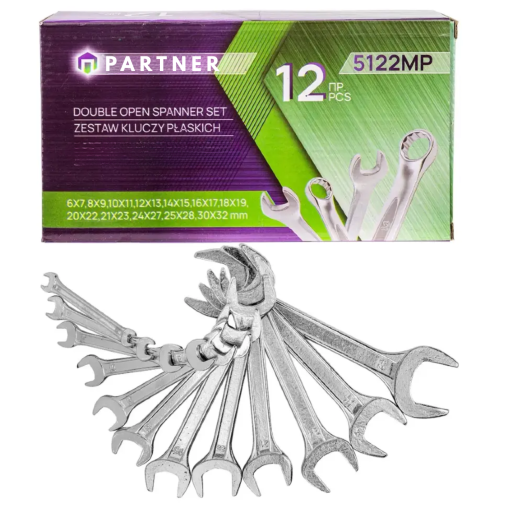 PARTNER Zestaw KLUCZY płaskich 12 ELEMENTÓW 6 - 32 mm