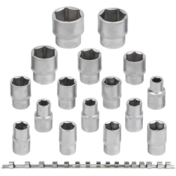 ROCKFORCE Zestaw NASADEK 1/2" 6-kątnych 16 ELEMENTÓW na listwie Cr-V