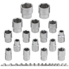 ROCKFORCE Zestaw NASADEK 1/2" 6-kątnych 16 ELEMENTÓW na listwie Cr-V