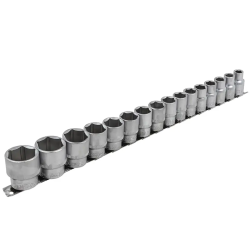 ROCKFORCE Zestaw NASADEK 1/2" 6-kątnych 16 ELEMENTÓW na listwie Cr-V