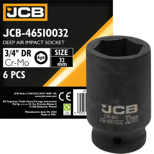 JCB NASADKA udarowa GŁĘBOKA 3/4" Cr-Mo 6-kątna 32mm