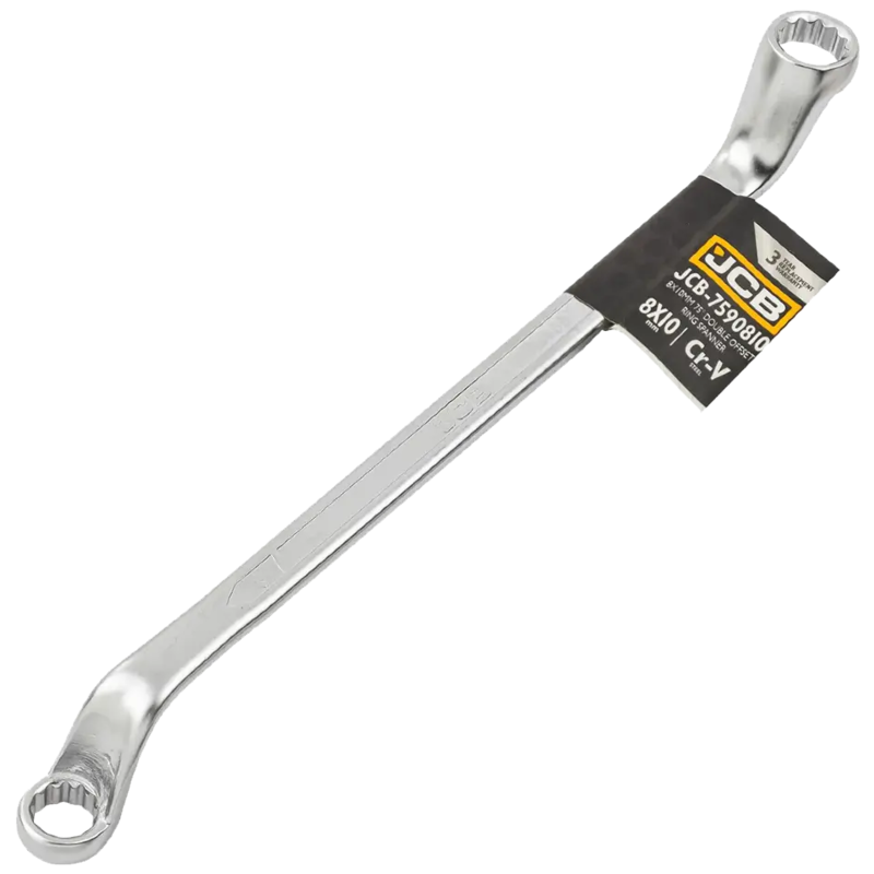 JCB Klucz OCZKOWY 2-stronny odgięty o 75 STOPNI 8x10mm Cr-V 12-KĄTNY