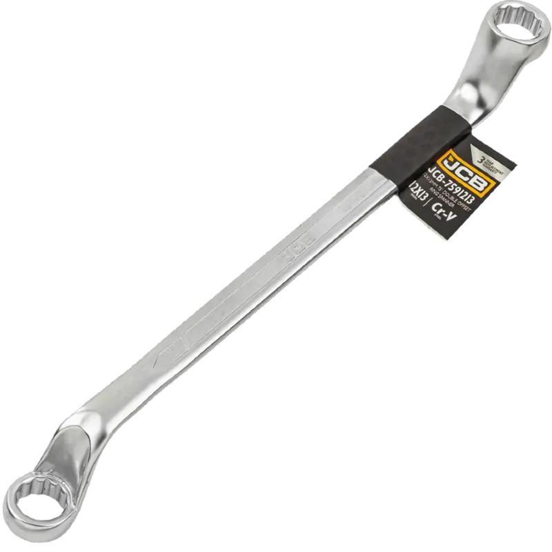 JCB Klucz OCZKOWY 2-stronny odgięty o 75 STOPNI 12x13mm Cr-V 12-KĄTNY