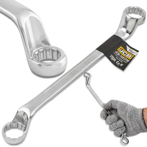 JCB Klucz OCZKOWY 2-stronny odgięty o 75 STOPNI 27x30 mm Cr-V 12-KĄTNY