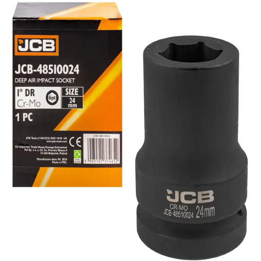 JCB Nasadka UDAROWA głęboka 1" 24mm 6-kątna Cr-Mo KLUCZ nasadowy