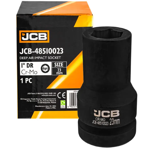JCB Nasadka UDAROWA głęboka 1" 23mm 6-kątna Cr-Mo KLUCZ nasadowy