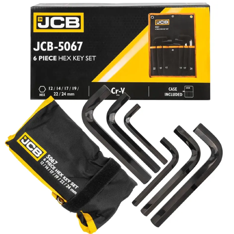 JCB Zestaw KLUCZY IMBUS 6 ELEMENTÓW na PŁACHCIE 12-24mm typu L Cr-V HEX