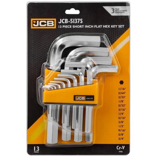 JCB Zestaw KLUCZY IMBUS 13 ELEMENTÓW 1/16-3/4" typu L Cr-V HEX