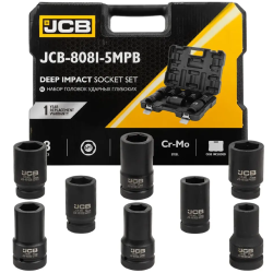 JCB Zestaw NASADEK udarowych GŁĘBOKICH 1" Cr-Mo 6-kątnych 8 ELEMENTÓW