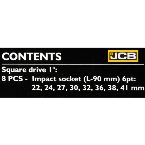 JCB Zestaw NASADEK udarowych GŁĘBOKICH 1" Cr-Mo 6-kątnych 8 ELEMENTÓW
