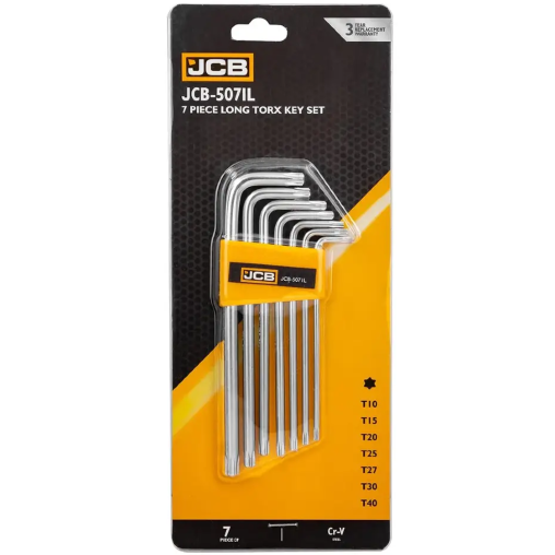 JCB Zestaw KLUCZY TORX długich 7 ELEMENTÓW T10-T40 typu L Cr-V