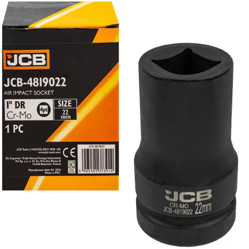 JCB Nasadka udarowa 1" 22mm NA KWADRAT 4-kątna Cr-Mo KLUCZ nasadowy